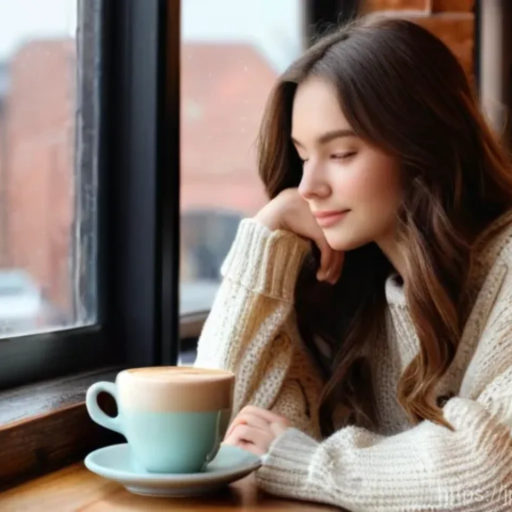 문화재수리에서 고객과의 관계 관리 - **Prompt 1: Cozy Cafe Scene**
    A young woman, around 20-25 years old, with long, wavy brown hair,...