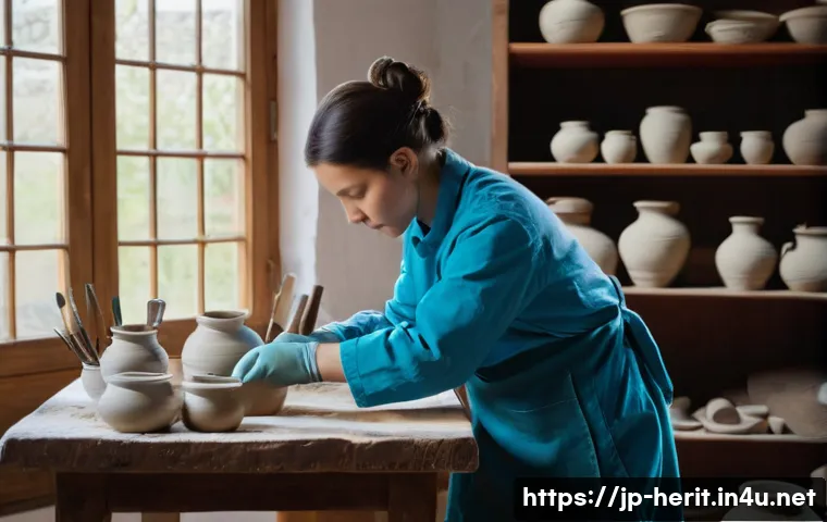문화재수리 시험 합격생들의 공부 루틴 - **Prompt 1: The Dedicated Restorer's Workshop**
    A highly detailed, realistic photograph of a foc...